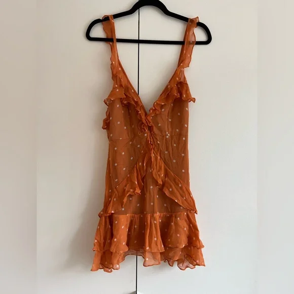 FOR LOVE AND LEMONS - orange ruffle mini dress - Picture 2 of 4